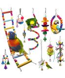 Bojafa Bird Toys For Budgie Parrot Toy - 10 Pack Hanging Budgies Play Stand Perch For Cage Natural Wooden Birds Swing Ladder Large Cockatiel Toy Accessories For African Grey Parrots Conure Parakeet - Buy Online on SooperMarket.com