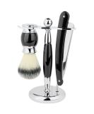 Union Razors SS5 Black Straight Shave Kit - Premium 3-Piece Set with Razor Brush & Wood Handle Stand for a Luxurious Shaving Experience - Buy Online on SooperMarket.com