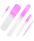 5-Piece Glass Nail File Set for Manicure and Pedicure - Double-Sided Etched Glass Buffer, Callus Remover, Cuticle Pusher - Includes PVC Case - For Women and Men - Buy Online on SooperMarket.com