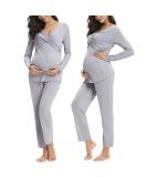Irdcomps Women's Maternity Pyjamas Set - Cotton Nursing Nightwear PJ Set for Breastfeeding, Long Sleeve Sleepwear, Pregnancy Hospital Home - M Grey - Buy Online on SooperMarket.com