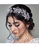 LOVFOIVER Rhinestone Wedding Headband Handmade Leaf Crystal Bridal Headpieces for Wedding Hair Accessories for Brides and Bridesmaid - Buy Online on SooperMarket.com