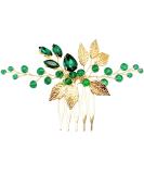 BETITETO Bridal Hair Comb Emerald Green Crystal Gold Leaf Vine Hair Piece Accessories for Wedding Bride Women Party (Emerald Green) - Buy Online on SooperMarket.com