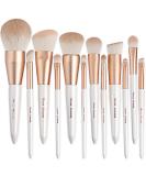 EVRCHEGIA 12pcs White Makeup Brush Set - Premium Eye Shadow, Eyebrows, Eyeliner, Concealer, Lip Liner & Foundation Brushes - Cruelty-Free Synthetic Fiber Bristles - Travel-Friendly - Buy Online on SooperMarket.com
