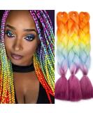 Tess Braids Extensions - Blue Jumbo Braids 60cm | KanCalon Kunsthaar for Box Braids | Ombre Hair Braid 100g (Orange/Blue/Red) - Buy Online on SooperMarket.com