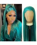 Emerald Green Synthetic Lace Front Wig - Long Straight Teal Wig for Black Women - Buy Online on SooperMarket.com