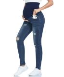 PACBREEZE Maternity Jeans Over Belly Slim High Waist Denim Pants, Ripped Indigo Blue XXL - Buy Online on SooperMarket.com