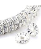 Allb 100Pcs Rondelle Spacer Beads 8mm Silver Plated Czech Crystal Rhinestone for Jewelry Making Loose Beads for Bracelets silver 8mm - Buy Online on SooperMarket.com