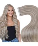 LAAVOO Tape-In Extensions | 60cm Real Hair | Ash Blonde & Platinum Blonde #18/613 | 20 Pieces 50g | Smooth Quality - Buy Online on SooperMarket.com