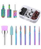 Heemeei 10Pcs Tungsten Carbide Nail Drill Bits Set with 75Pcs Sanding Bands for Acrylic Gel Nails - Professional Manicure Tool for Home Salon - Buy Online on SooperMarket.com