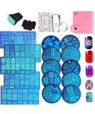 Budoci 5 + 10 Nail Stamping Set | Classic Nail Art Kit with Stamping Plates Stamps & Accessories for Perfect French Manicure - Buy Online on SooperMarket.com