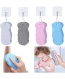 4-Pack Ultra Soft Exfoliating Bath Body Shower Sponges with Hooks - Reusable Dead Skin Remover for Children and Adults (Blue Pink Grey White) - Buy Online on SooperMarket.com