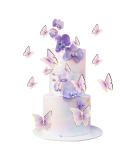 Cyodoos 30pcs Purple Gold Edge Mixed Size Lively 3D Butterfly Cupcake Topper for Girls Women's Happy Birthday Wedding Party Cake Wall Party Food Decorations - Buy Online on SooperMarket.com