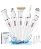 Hicdaw 5 in 1 Electric Razor for Women - Bikini Trimmer, Pubic Hair Shaver, Face & Body Groomer - Nose Hair Trimmer Included (White A) - Buy Online on SooperMarket.com