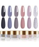Lavender Violets 14g x 6 Colors Dip Powder French Nail Art Manicure Dipping Powder Nail Powder Slate Blue Light to Dark Grey Sliver Glittery Morandi Colour Palette All Season Large Capacity J209 Autumn Winter - Buy Online on SooperMarket.com