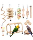 Buy 13-Part Natural Wood Parrot Toys - Bird Swing Climbing & Grinding Accessories for Budgies & Canaries - International Shipping Available - Buy Online on SooperMarket.com