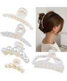 DEEKA 5 Pcs Large Pearl Hair Claw Clips White Black Hair Clips Thick Long Hair Jaw Clips Barrettes Hair Accessories for Women and Girls - Buy Online on SooperMarket.com