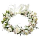 Hjhiwe Adjustable White Rose Bridal Crown - Boho Floral Headdress for Weddings & Photography - Rustic Beige Headband for Brides & Girls - Buy Online on SooperMarket.com