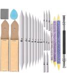 24 Pieces Blending Stumps & Tortillions Set with Sandpaper Sharpener, Pencil Extension, Eraser - Art Drawing Kit - Buy Online on SooperMarket.com