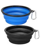 Kytely Large Collapsible Dog Bowls 2 Pack, 34oz Foldable Dog Travel Bowl, Portable Dog Water Food Bowl with Clasp, Pet Cat Feeding Cup Dish for Traveling, Walking, Parking Blue & Black - Buy Online on SooperMarket.com