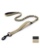 Rabbitgoo strong bungee dog leash with 2 padded handles and metal hooks tactical security dog leash for large/medium-sized dogs flexi elastic jerk dampers Gleine brown 114-158cm 114-158cm brown - Buy Online on SooperMarket.com
