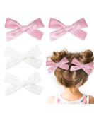 4Pcs Velvet Bow Hair Clips for Girls and Women - Pink White Christmas Hair Accessories - Buy Online on SooperMarket.com