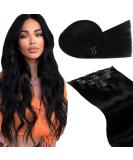 Laavoo 50cm Clip-In Hair Extensions - 105g Real Remy Human Hair #1 Black 7 Pcs for Full Volume - Buy Online on SooperMarket.com