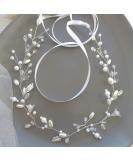 EASEDAILY Silver Leaf Flower Bride Wedding Hair Vine with Pearl Accents - 15.7inch Headpiece for Women and Girls - Buy Online on SooperMarket.com