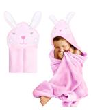 Mother's Choice 100% Cotton Baby Towel with Hood - Ultra Soft and Absorbent (75x75cm) - Bunny Hooded Baby Towel in Pink Rabbit Design - Buy Online on SooperMarket.com
