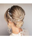 Bridal Wedding Hair Vine Extra Long Pearl and Crystal Beads Bride Head Piece Silver Hair Accessories for Women and Girls (Silver) - Buy Online on SooperMarket.com
