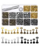 Selizo 480 Sets 4 Colors 3 Sizes Leather Rivets Double Cap Rivet Tubular Metal Studs with 3 Pieces Setting Tool Kit for Leather Craft Repairs Decoration - Buy Online on SooperMarket.com