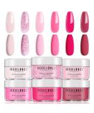 Modelones Acrylic Powder - 6 Pink Glitter Shades for Nail Art | Neon & Soft Tones - Perfect for Valentine's 3D & French Nail Extensions - Buy Online on SooperMarket.com