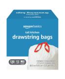 Amazon Basics Tall Kitchen Drawstring Trash Bags, 13 Gallon, Unscented, 120 Count (Previously Solimo) Unscented  120 Count (Pack of 1) - Buy Online on SooperMarket.com