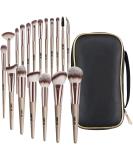 18 PCS Professional Makeup Brush Set - Travel Kabuki Face Powder & Eye Shadow Brushes with Case - Champagne - Buy Online on SooperMarket.com