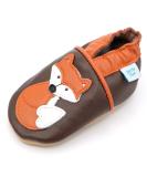 Dotty Fish Soft Leather Baby Shoes for Boys | Non Slip Toddler Shoes | Animal Designs | 0-6 Months to 4-5 Years | Brown and Orange Fox - Buy Online on SooperMarket.com