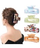 HAYHOI 4PCS Leopard Print Hair Claw Clips - Stylish Hair Accessories for Women and Girls - Celluloid French Butterfly Jaw Grip Pin - Ideal for Thick, Thin, Curly, Straight, and Long Hair - Buy Online on SooperMarket.com