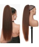 PORSMEER 30 Inch Yaki Straight Drawstring Ponytail Clip In Extensions for Women Kinky Straight Pony Tail Extensions Hair Extensions Ponytail (Black mixed brown) - Buy Online on SooperMarket.com