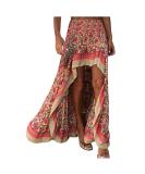 Sanahy Women Boho Floral Print High Low Maxi Dress - Red - Buy Online on SooperMarket.com