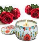 VETOUR Rose Soy Scented Candle 4.4oz | Aromatherapy Wax Jar Candle | 30 Hours Burn Time | Relaxing Stress Aroma | Gift for Women Mom | Home Bath Yoga Christmas | Bohemian Retro Style - Buy Online on SooperMarket.com