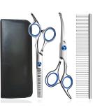 Jiasoval 4-in-1 Dog Grooming Kit with Safety Round Tip - Professional Scissors Set for Dogs & Cats - Includes Steel Comb and Leather Pouch - Buy Online on SooperMarket.com