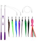 Retractable Cat Toy Wand Bundle - 11 Interactive Feather Toys and Bell Teaser Refills - 7 Worms, 1 Fish - Includes Replacement Line - Fun Exercise Toy for Cats - Buy Online on SooperMarket.com