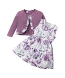 Puseky Toddler Baby Girls Floral Dress and Coat Set 6-12 Months - Purple Outfit - Buy Online on SooperMarket.com