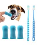 5 pieces of dog toothbrush fingerling dog toothbrush reusable 360 pets teeth cleaning silicone toothbrush for dogs cats dental care dog toothbrush for small large dogs (blue) - Buy Online on SooperMarket.com