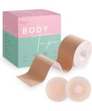 Boob Tape Boobytape for Breast Lift | Achieve Chest Brace Lift & Contour of Breasts | Sticky Body Tape for Push up & Shape in All Clothing Fabric Dress Types | Waterproof Sweat-Proof Bob Tape Beige - Buy Online on SooperMarket.com