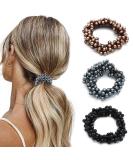 Brinie Hair Ties Champagne Elastic Hair Scrunchies Pearl Hair Bands Bead Hair Ropes Hair Accessories for Women and Girls (Pack of 3) (set3) - Buy Online on SooperMarket.com