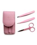 Stainless Steel Eyebrow Tweezers Set with Pointed and Slanted Tips + Curved Brow Scissors Pink Travel Case Included - Buy Online on SooperMarket.com