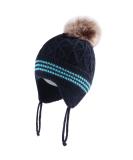 LANGZHEN Toddler Winter Hat Earflap Knit Cap Fleece Lined Beanie for Baby Boys Girls 6-12 Months - Navy-Pompon - Buy Online on SooperMarket.com