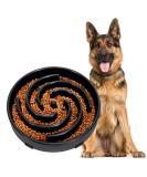 Large Pet Slow Feeder Dog Bowl - Interactive Puzzle Feeding Bowl for Healthy Eating - Non-Skid Bloat Stop Design in Black - Buy Online on SooperMarket.com