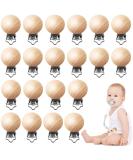 24 Pieces Natural Beech Wood Pacifier Clips Teething Grasping Toy Suspender Clips Charm DIY Pacifier Clips Holder Accessories - Buy Online on SooperMarket.com