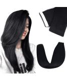 Vlasy 12 Inch Black Tape in Human Hair Extensions - 20pcs Straight Seamless Invisible Tape ins - Real Natural Hair Extensions - Buy Online on SooperMarket.com