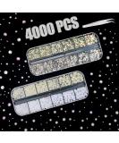 4000 PCS Crystal AB Rhinestones & Pearls Set with Tweezer - Nail Art, DIY Crafts, Face & Clothing Embellishments - Buy Online on SooperMarket.com